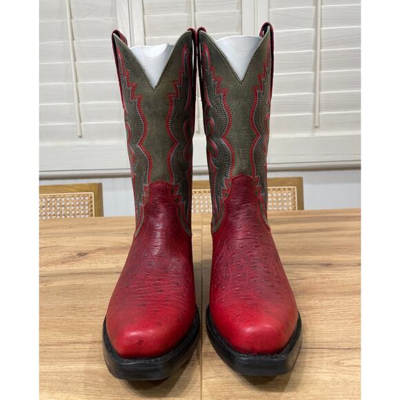 Dingo Men's True Grit Western Boots Red Ostrich Leather Size 7 NIB - Picture 4 of 14